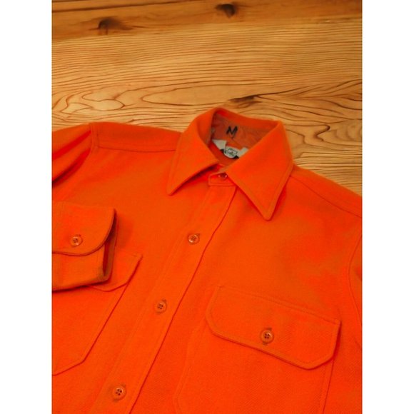 Woolrich VTG LS Shirt Acrylic Bright Orange Hunting Men's Medium Pockets Flaws‎ - Picture 1 of 15
